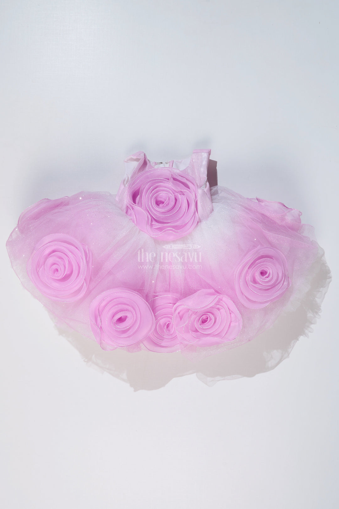 The Nesavu Girls Tutu Frock Charming Purple Frock for Girls with Floral Net Embellishments and Layered Tulle Nesavu Charming Purple Frock Girls Floral Net Embellishments Layered Tulle | The Nesavu