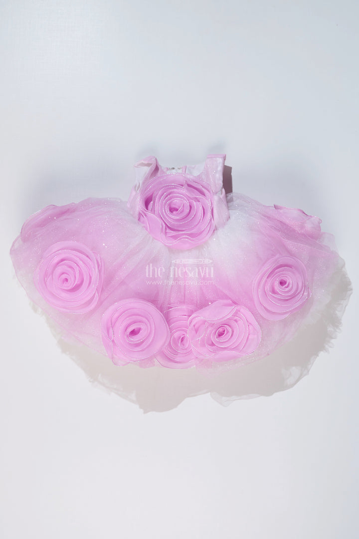 The Nesavu Girls Tutu Frock Charming Purple Frock for Girls with Floral Net Embellishments and Layered Tulle Nesavu Charming Purple Frock Girls Floral Net Embellishments Layered Tulle | The Nesavu