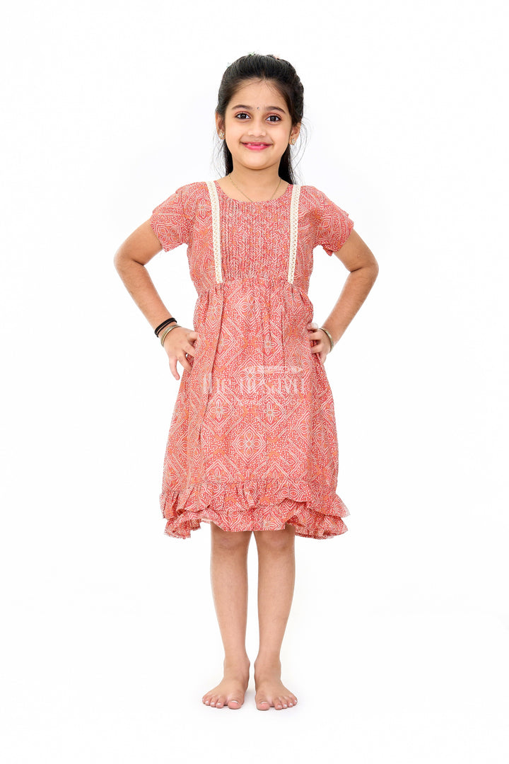 The Nesavu Girls Cotton Frock Charming Red Cotton Mini Frock for Girls with Delicate Prints and Flared Hem Nesavu 16 (1Y) / Red GFC1595A-16 Charming Red Cotton Mini Frock Girls Delicate Prints Flared Hem | The Nesavu
