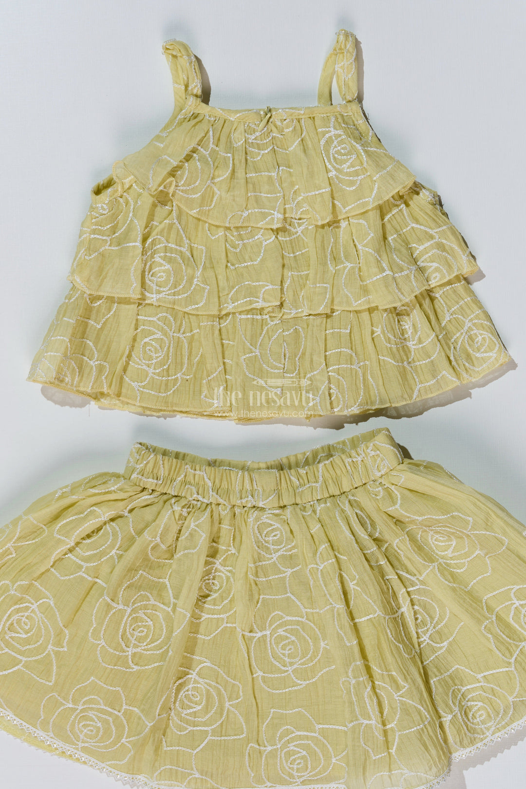 The Nesavu Baby Fancy Frock Charming Short Casual Dresses for Girls with Embroidered Floral Design and Matching Set Nesavu Charming Short Casual Dresses Girls Embroidered Floral Design Matching Set | The Nesavu