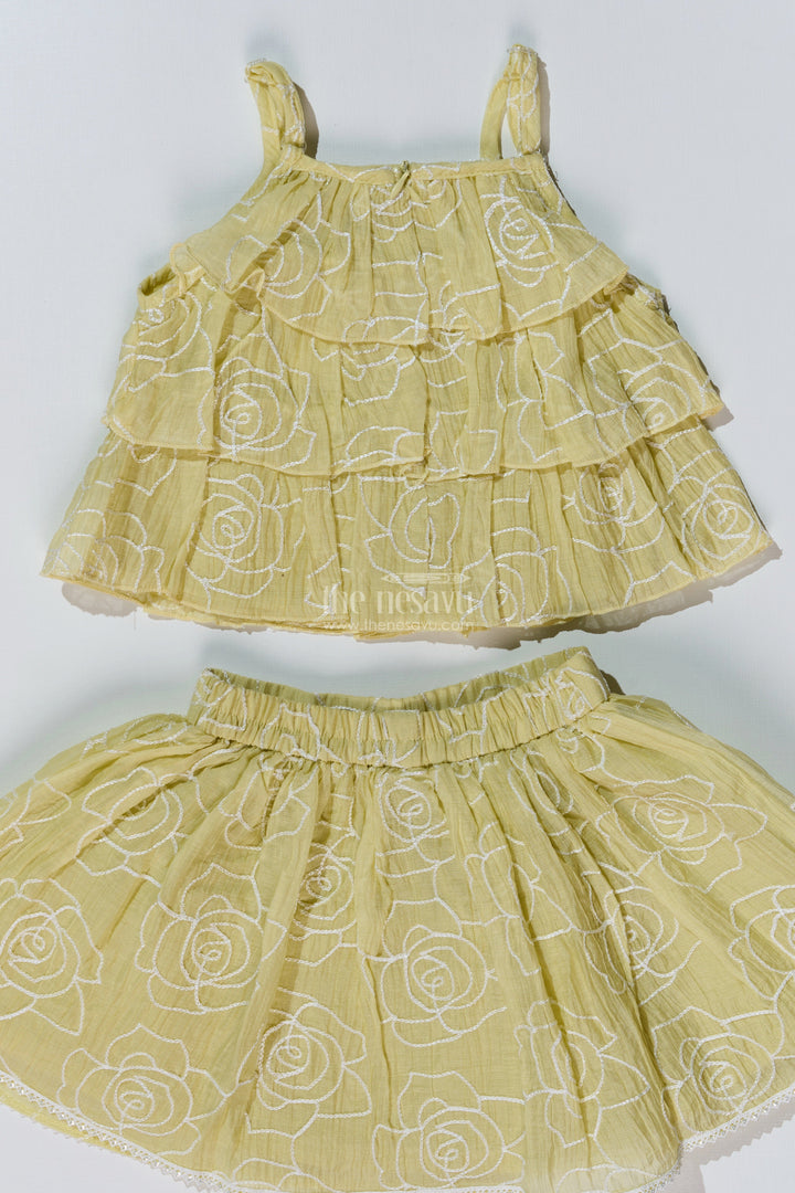 The Nesavu Baby Fancy Frock Charming Short Casual Dresses for Girls with Embroidered Floral Design and Matching Set Nesavu Charming Short Casual Dresses Girls Embroidered Floral Design Matching Set | The Nesavu