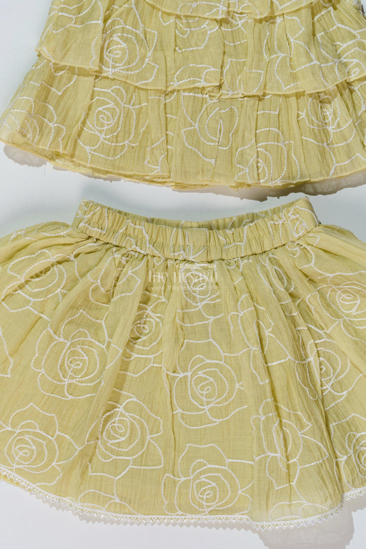 The Nesavu Baby Fancy Frock Charming Short Casual Dresses for Girls with Embroidered Floral Design and Matching Set Nesavu Charming Short Casual Dresses Girls Embroidered Floral Design Matching Set | The Nesavu