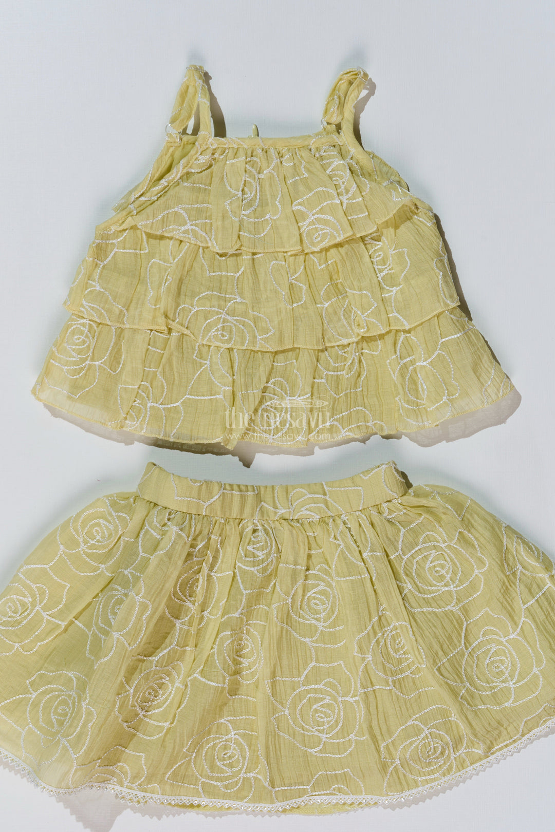 The Nesavu Baby Fancy Frock Charming Short Casual Dresses for Girls with Embroidered Floral Design and Matching Set Nesavu Charming Short Casual Dresses Girls Embroidered Floral Design Matching Set | The Nesavu