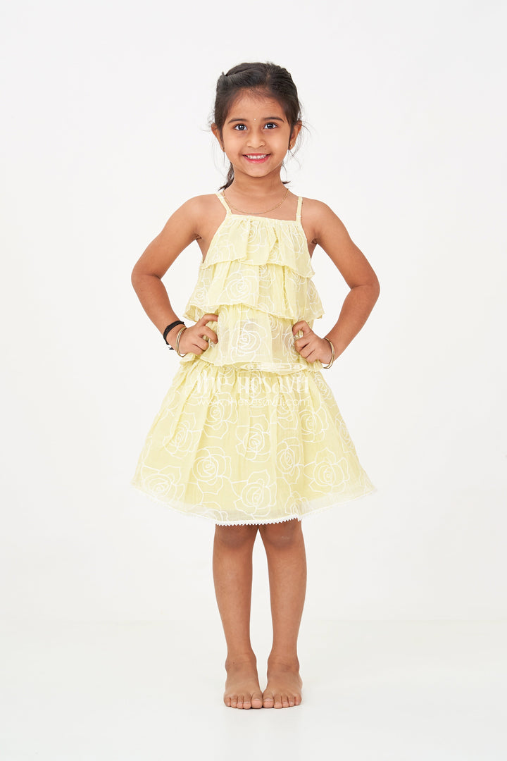 The Nesavu Baby Fancy Frock Charming Short Casual Dresses for Girls with Embroidered Floral Design and Matching Set Nesavu Charming Short Casual Dresses Girls Embroidered Floral Design Matching Set | The Nesavu