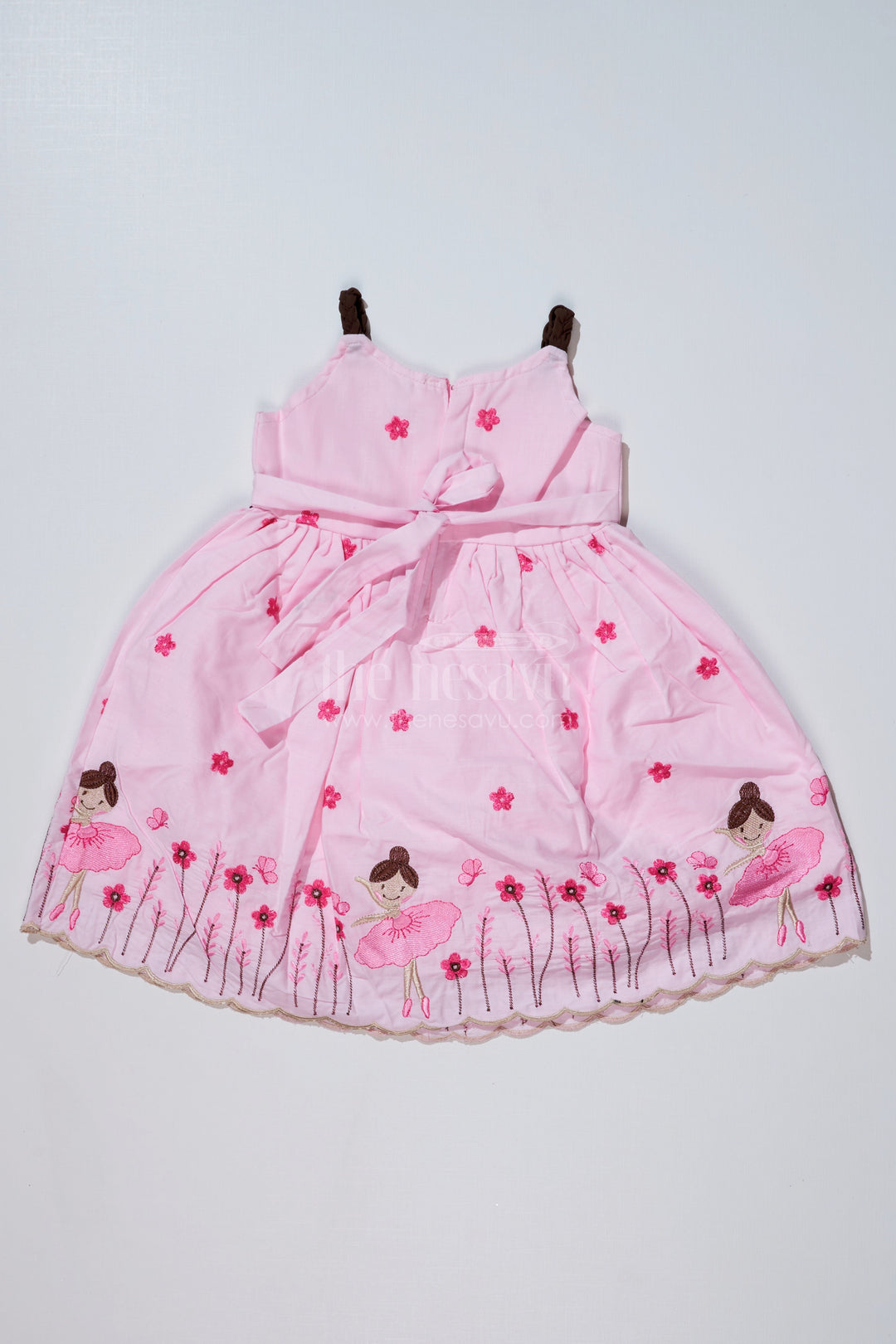 The Nesavu Girls Cotton Frock Charming Sleeveless Cotton Frock for Girls with Embroidery and Floral Details Nesavu Sleeveless Cotton Frock Girls Embroidery Floral Details | The Nesavu