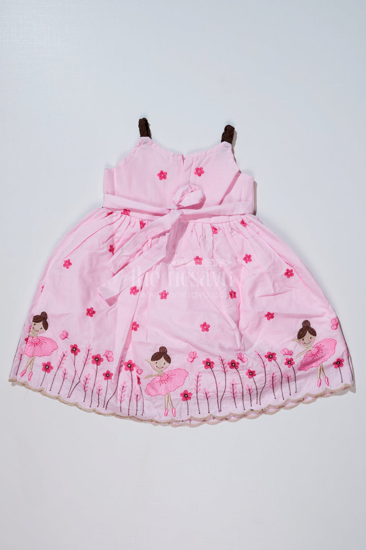 The Nesavu Girls Cotton Frock Charming Sleeveless Cotton Frock for Girls with Embroidery and Floral Details Nesavu Sleeveless Cotton Frock Girls Embroidery Floral Details | The Nesavu
