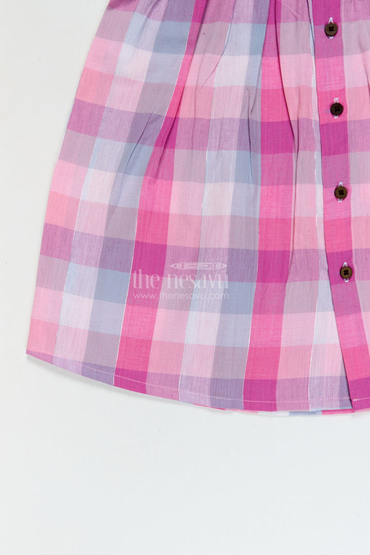 The Nesavu Girls Cotton Frock Checked Cotton Frock for Toddler Girls for School and Casual Days Nesavu Nesavu checked cotton frock for toddler girls for schoolwear and casual everyday dressing