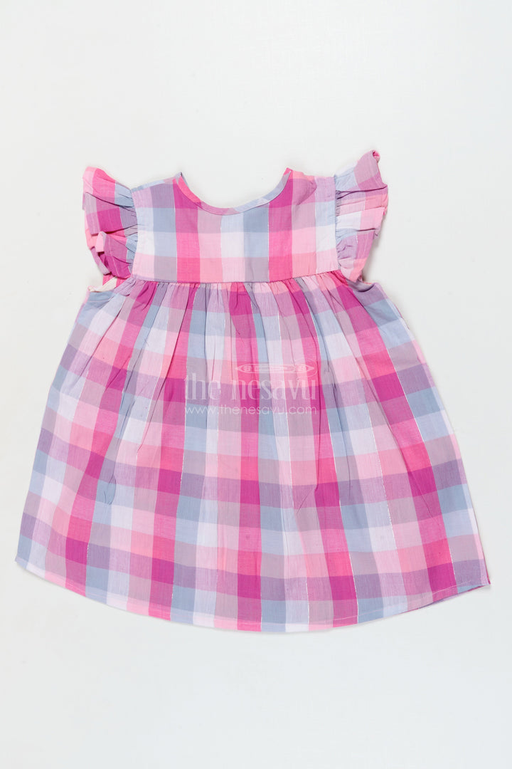 The Nesavu Girls Cotton Frock Checked Cotton Frock for Toddler Girls for School and Casual Days Nesavu Nesavu checked cotton frock for toddler girls for schoolwear and casual everyday dressing