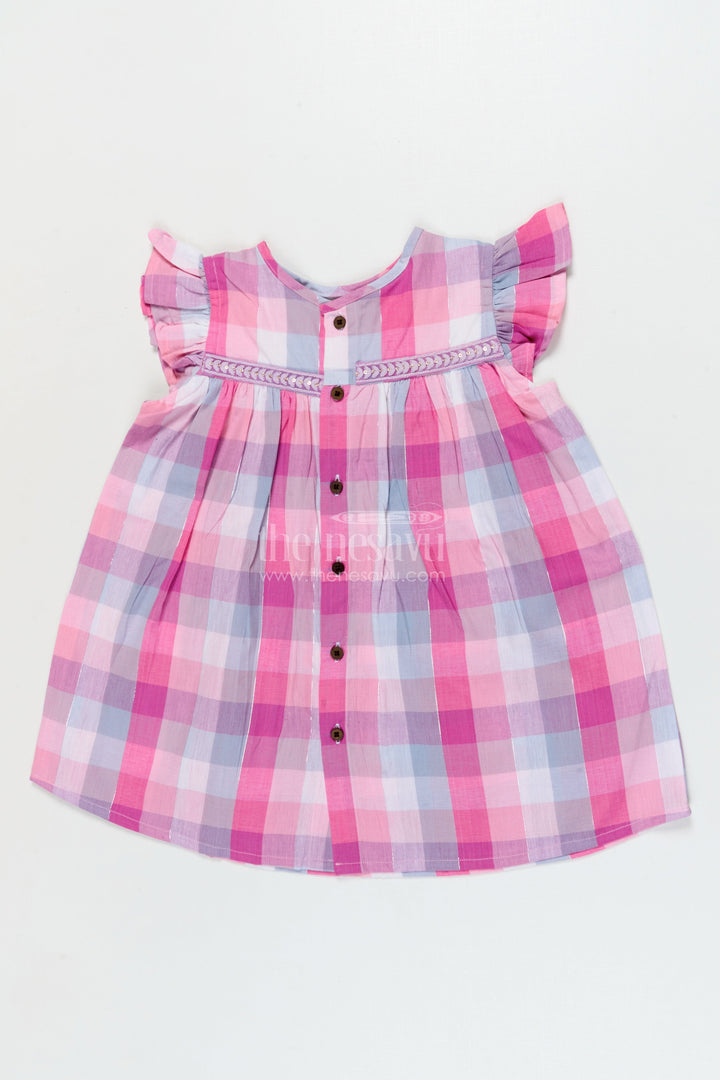 The Nesavu Girls Cotton Frock Checked Cotton Frock for Toddler Girls for School and Casual Days Nesavu Nesavu checked cotton frock for toddler girls for schoolwear and casual everyday dressing