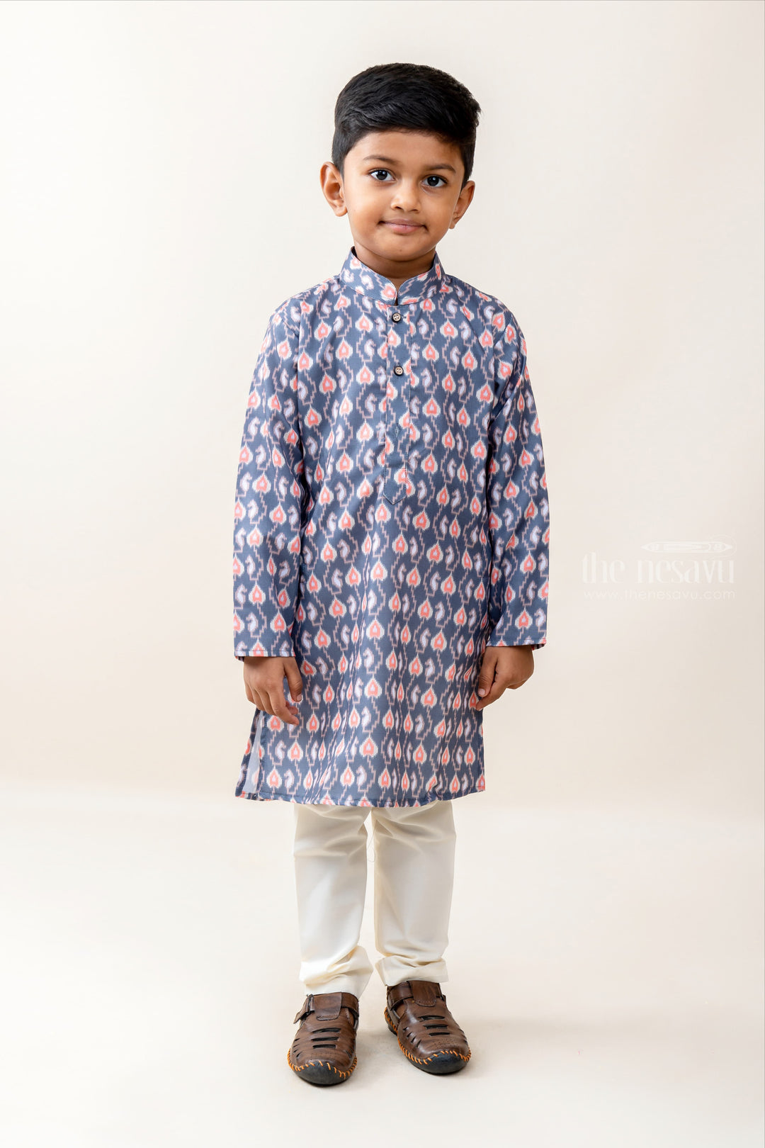 The Nesavu Boys Kurtha Set Checkered Boxes - Multi Coloured Shirt And White Cotton Pants Nesavu readymade indian wear ethnic for boys | latest festive collection | the nesavu