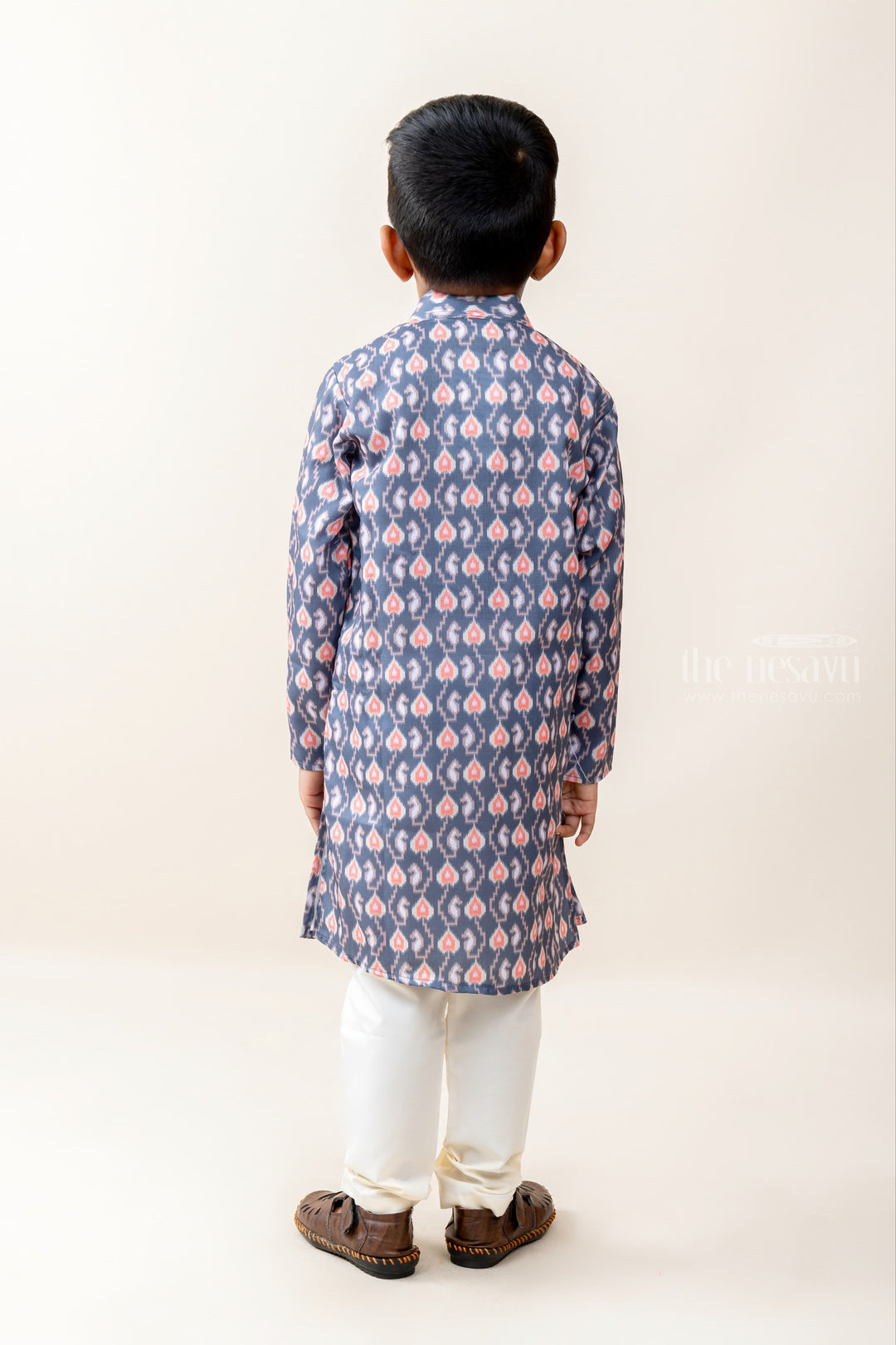 The Nesavu Boys Kurtha Set Checkered Boxesmulti Coloured Shirt and White Cotton Pants Nesavu Readymade indian wear ethnic for boys | The Nesavu