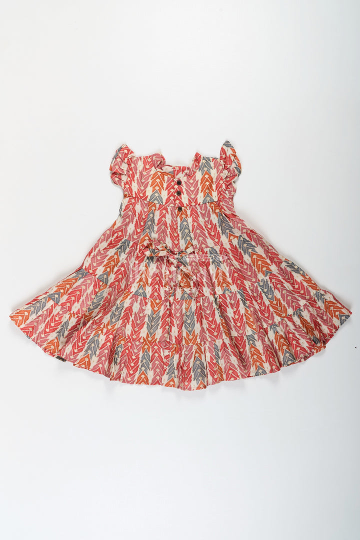 The Nesavu Girls Cotton Frock Checks Frock for Girls in Modal Silk with Multicolor Digital Print and Tiered Fit Nesavu Nesavu Checks Frock Girls Modal Silk Multicolor Geometric Print Ruffle Detailing