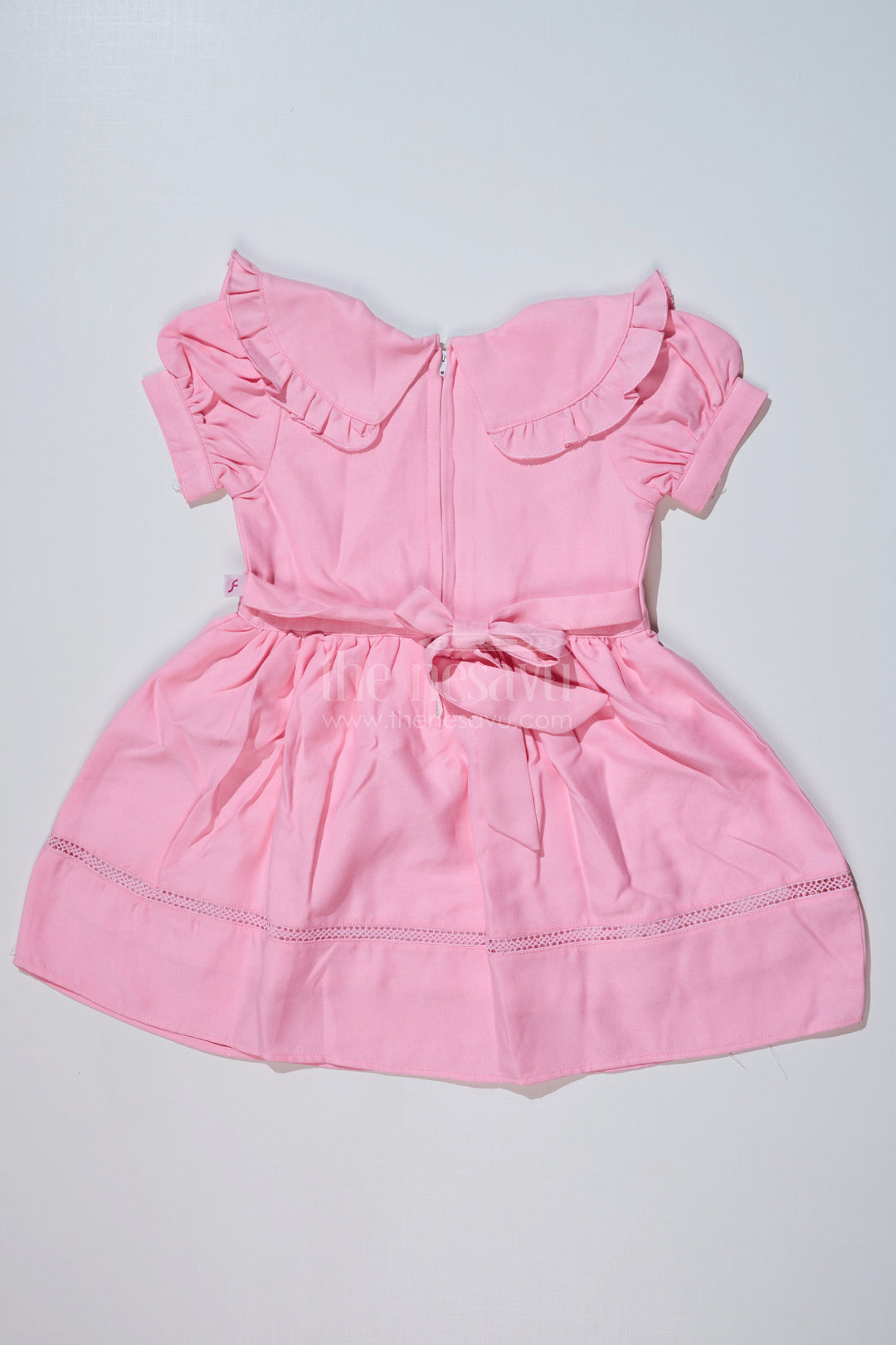 The Nesavu Girls Fancy Frock Chhote Bacche Ka Frock in Poly Blended Fabric with Embroidery and Ruffle Collar Nesavu Chhote Bacche Ka Frock Poly Blended Fabric Embroidery Ruffle Collar | The Nesavu