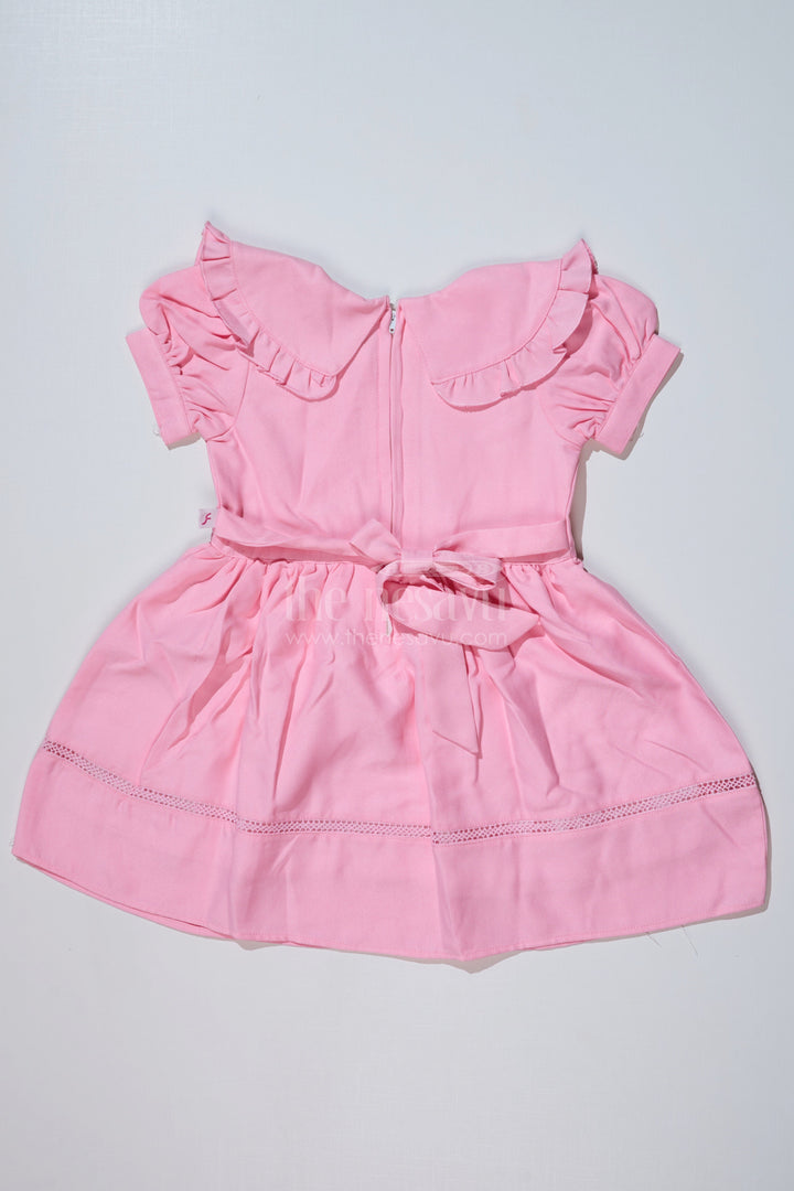 The Nesavu Girls Fancy Frock Chhote Bacche Ka Frock in Poly Blended Fabric with Embroidery and Ruffle Collar Nesavu Chhote Bacche Ka Frock Poly Blended Fabric Embroidery Ruffle Collar | The Nesavu