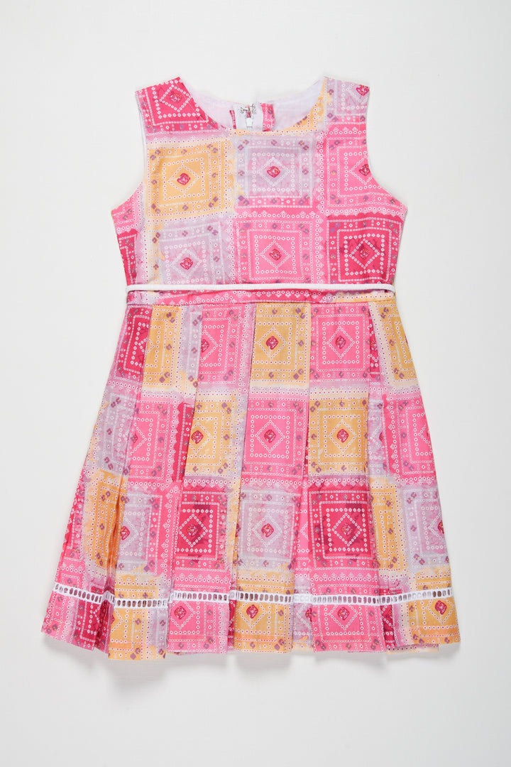 The Nesavu Girls Cotton Frock Chic Girls Summer Cotton Frock with Matching Jacket - Bright and Playful Patterns Nesavu Discover Adorable Summer Cotton Frocks for Girls | Bright Geometric Designs | The Nesavu