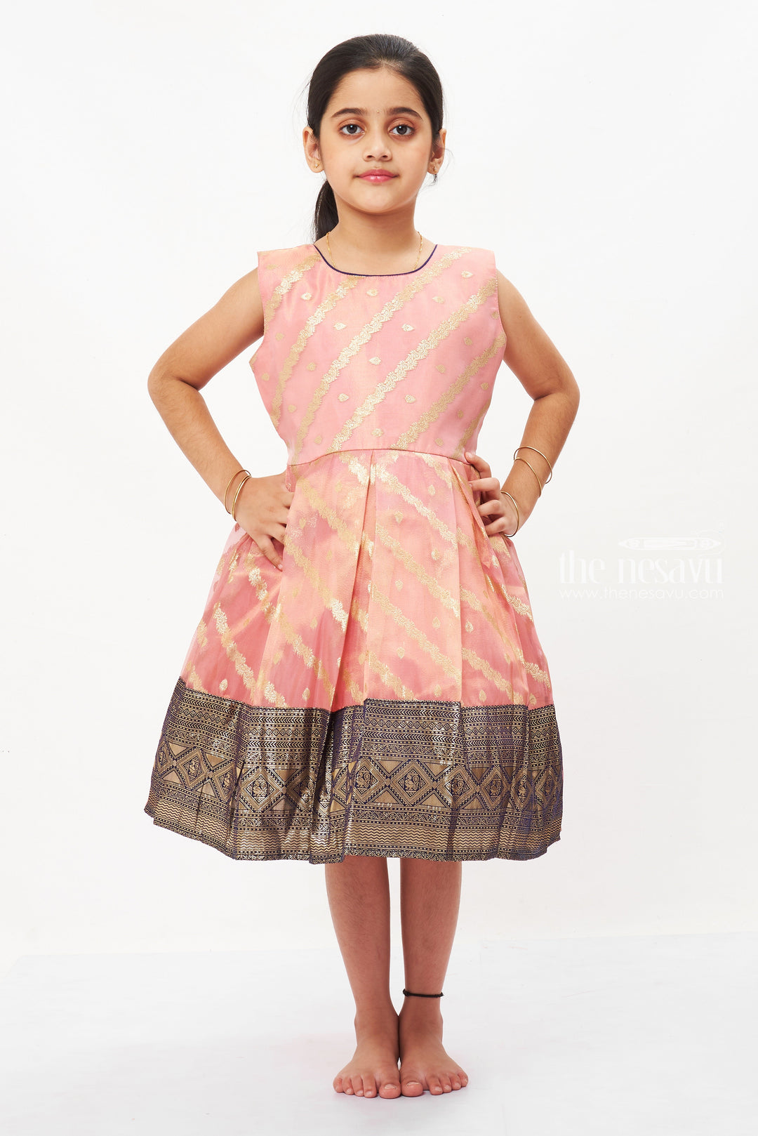 The Nesavu Silk Party Frock Chic Pink Peplum Pattu Silk Frock with Blouse for Girls - A Festive Favorite Nesavu Shop Luxury Pink Pattu Peplum Silk Frocks for Girls | Designer Kids Party Wear | The Nesavu