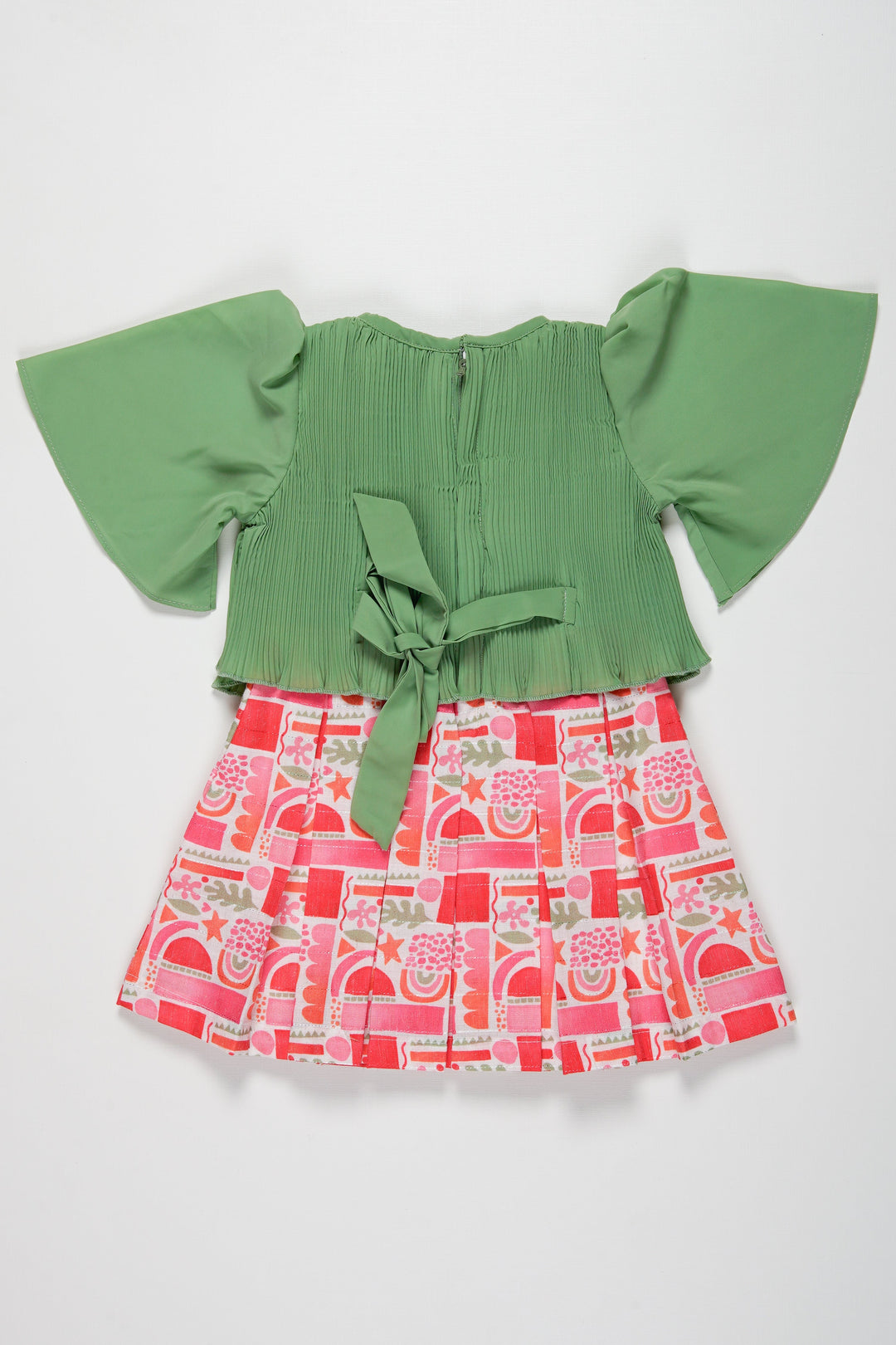 The Nesavu Girls Fancy Frock Chic Summer Cotton Frock for Girls - Vibrant Green and Pink Nesavu Shop Girls Trendy Cotton Dresses | Stylish   Comfortable Summer Frocks | The Nesavu