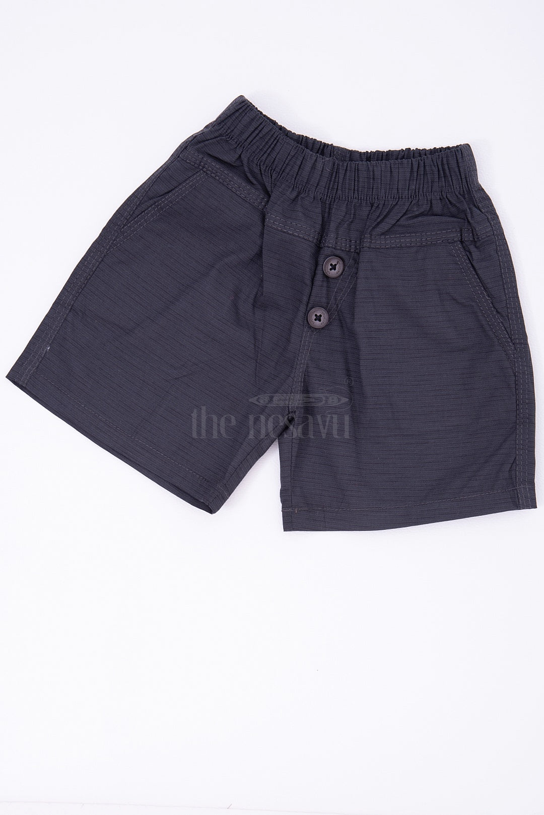 The Nesavu Boys Shorts Classic Black Cotton Boys Dress Shorts Nesavu 16 (1Y) / Black BWS003A-16 Classic Black Cotton Boys Dress Shorts with Elastic Waist