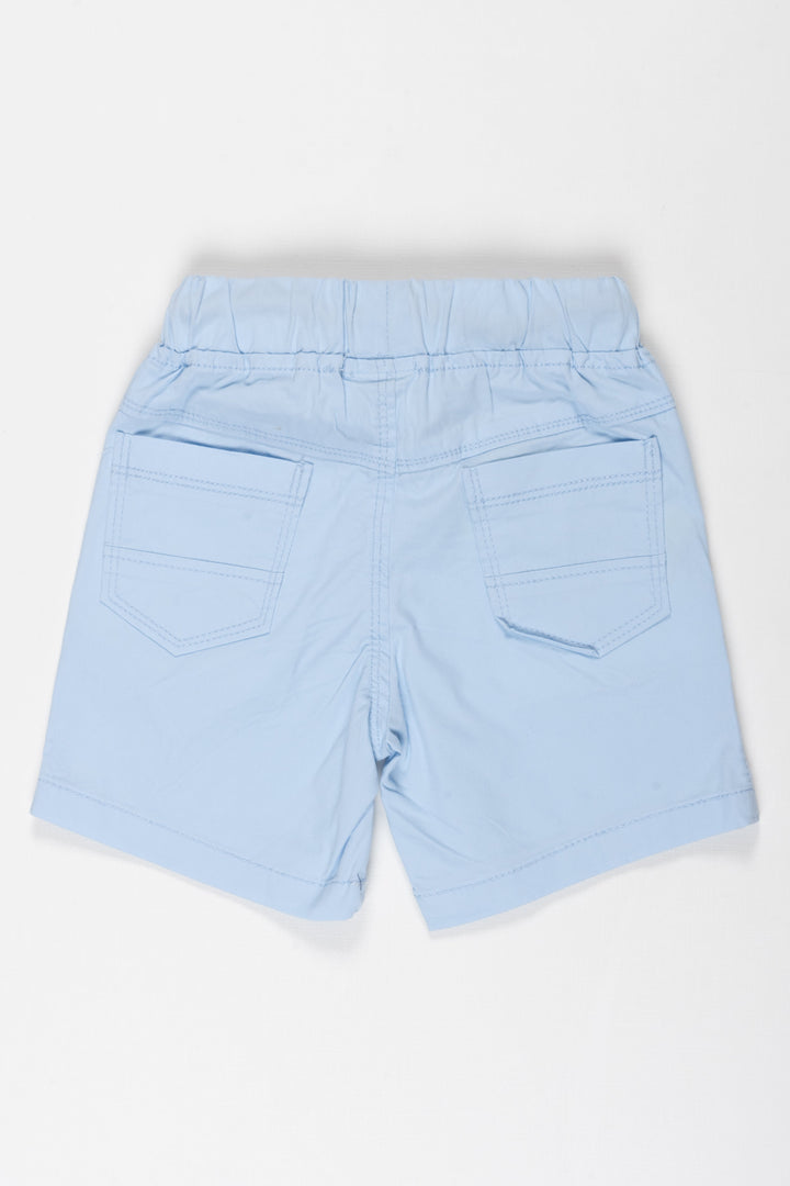 The Nesavu Boys Shorts Classic Boys Light Grey Cotton Shorts with Iconic Embroidery Nesavu Boys Light Grey Embroidered Cotton Shorts | Comfortable  Stylish Kids Wear | The Nesavu