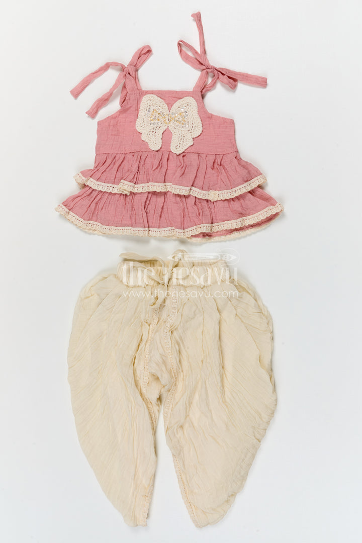 The Nesavu Girls Dothi Sets Classic Girls Dhoti Set for Traditional Functions Nesavu Nesavu girls dhoti set for festive occasions with cotton blend fabric comfortable traditional kids outfit