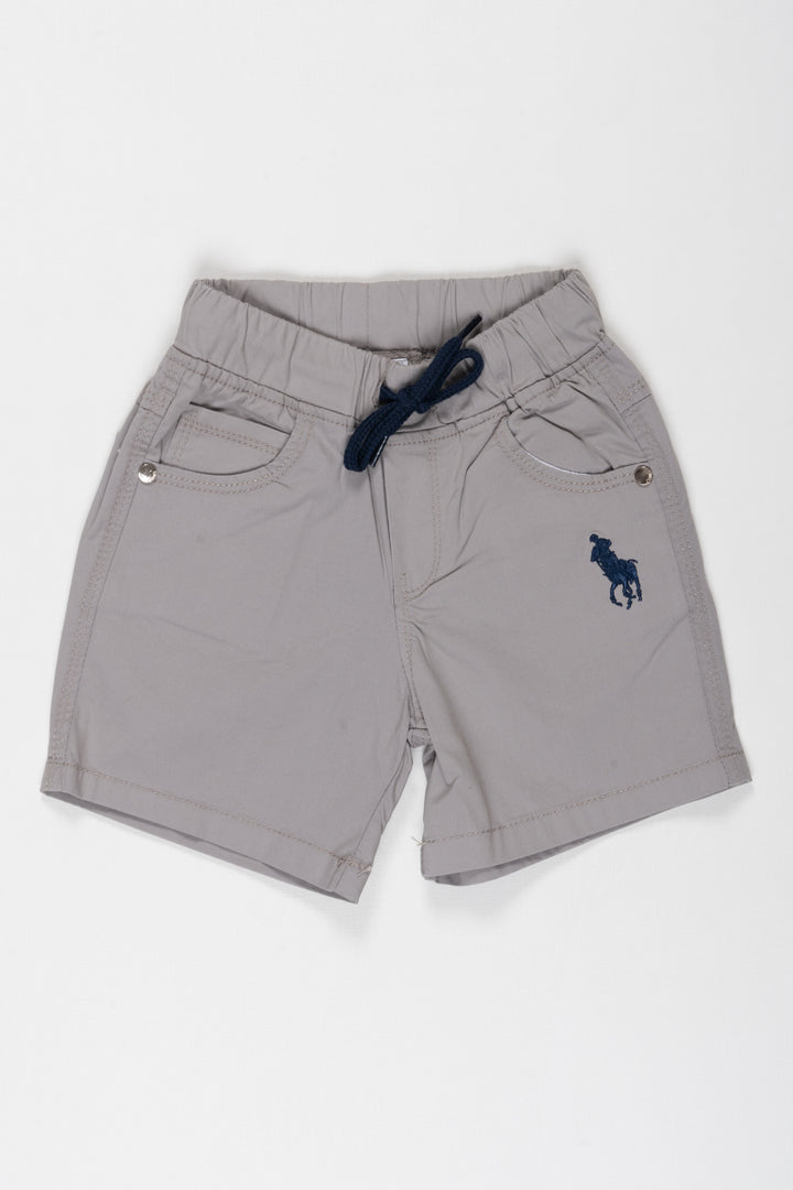 The Nesavu Boys Shorts Classic Grey Boys Performance Shorts with Iconic Embroidery Nesavu 18 (2Y) / Gray / Cotton BWS001F-18 Boys Grey Active Shorts | Embroidered Comfort Wear | The Nesavu