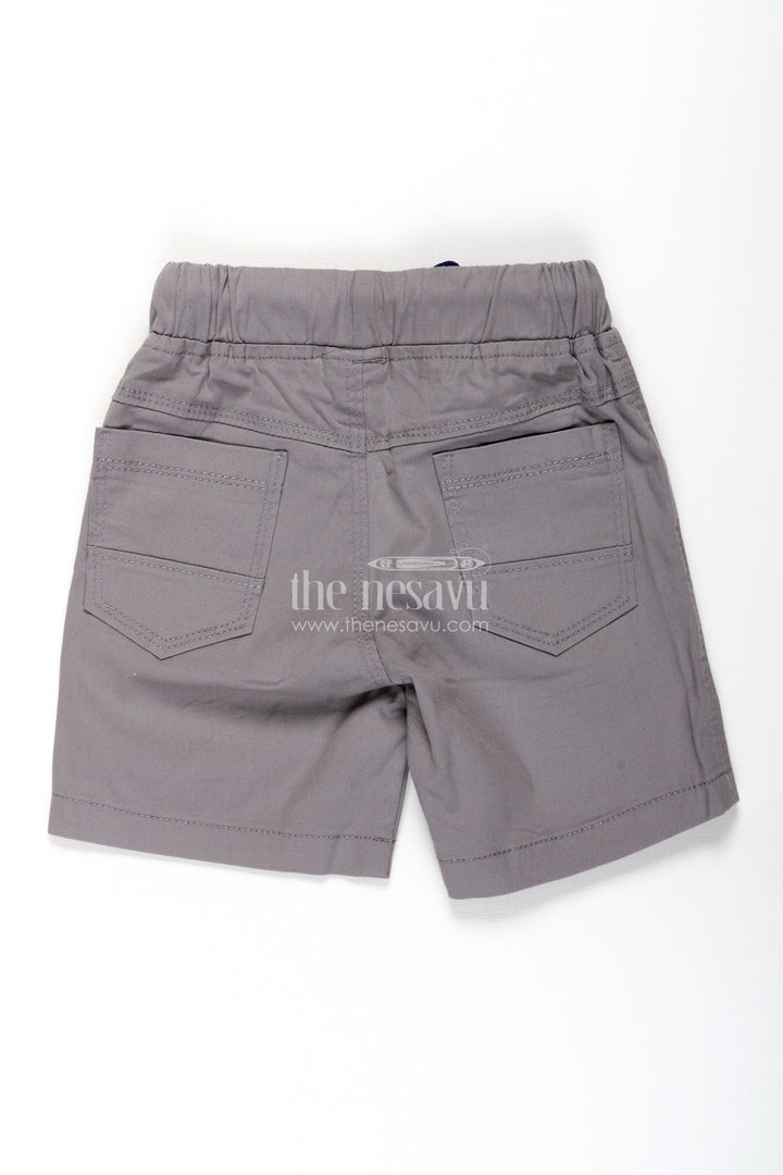 The Nesavu Boys Shorts Classic Grey Boys Performance Shorts with Iconic Embroidery Nesavu Boys Grey Active Shorts | The Nesavu
