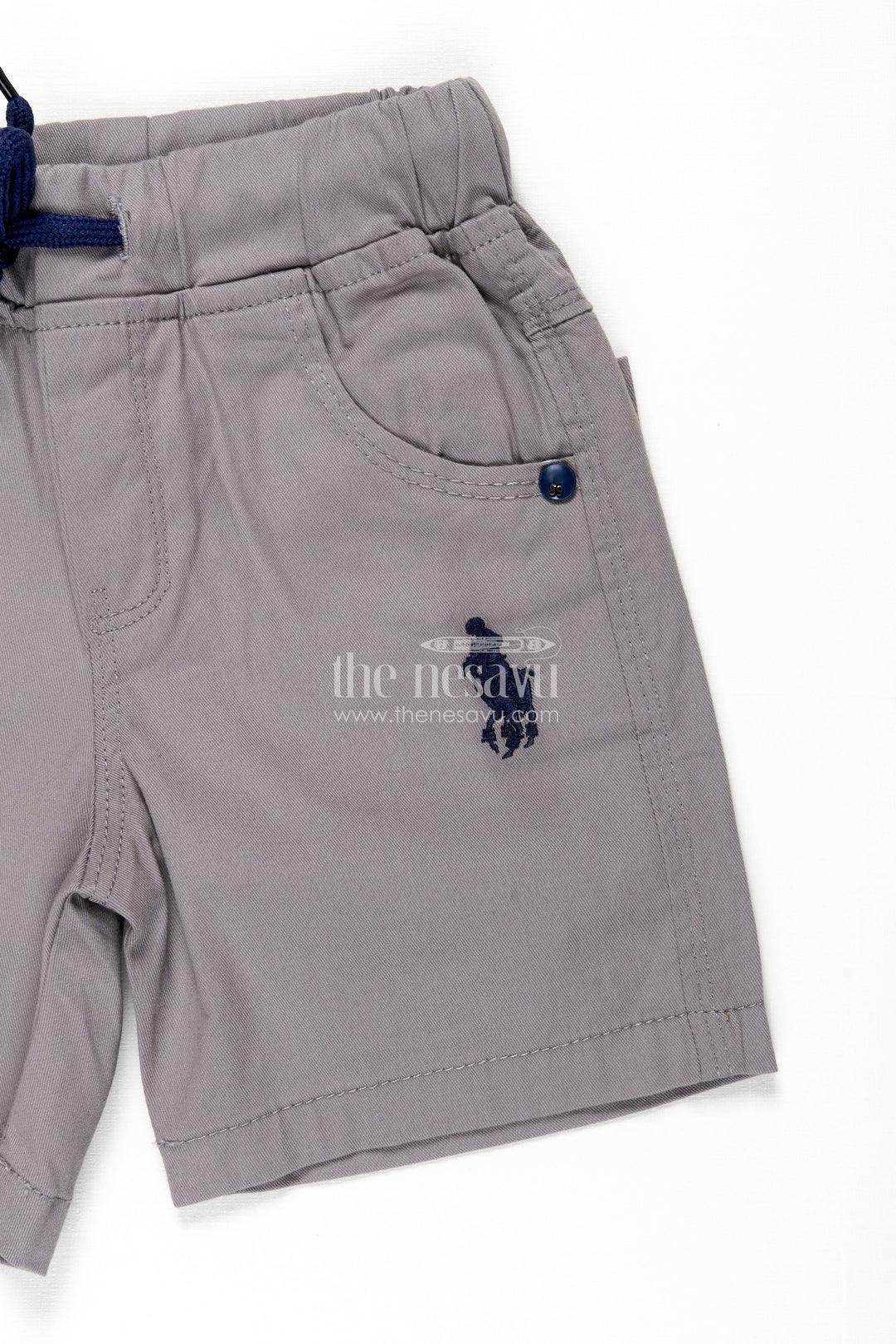 The Nesavu Boys Shorts Classic Grey Boys Performance Shorts with Iconic Embroidery Nesavu Boys Grey Active Shorts | The Nesavu