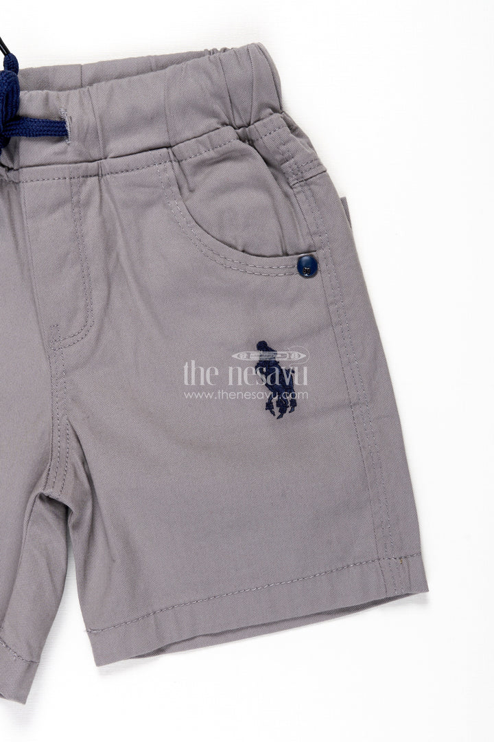 The Nesavu Boys Shorts Classic Grey Boys Performance Shorts with Iconic Embroidery Nesavu Boys Grey Active Shorts | The Nesavu