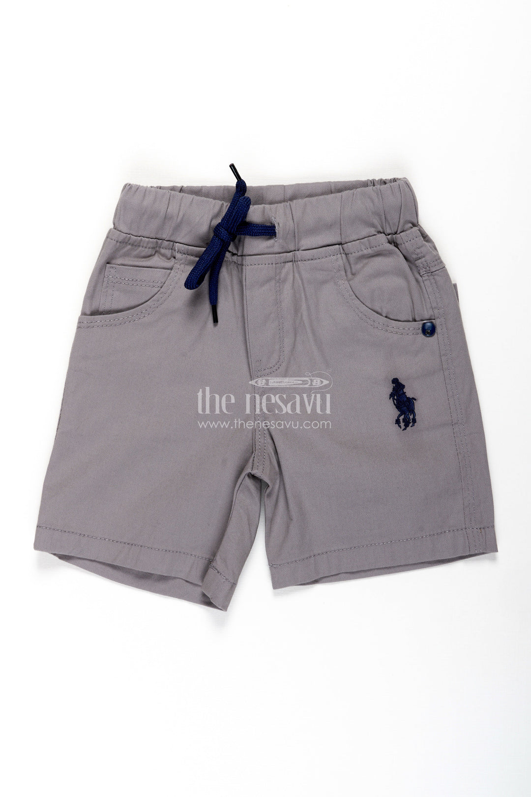 The Nesavu Boys Shorts Classic Grey Boys Performance Shorts with Iconic Embroidery Nesavu Boys Grey Active Shorts | The Nesavu