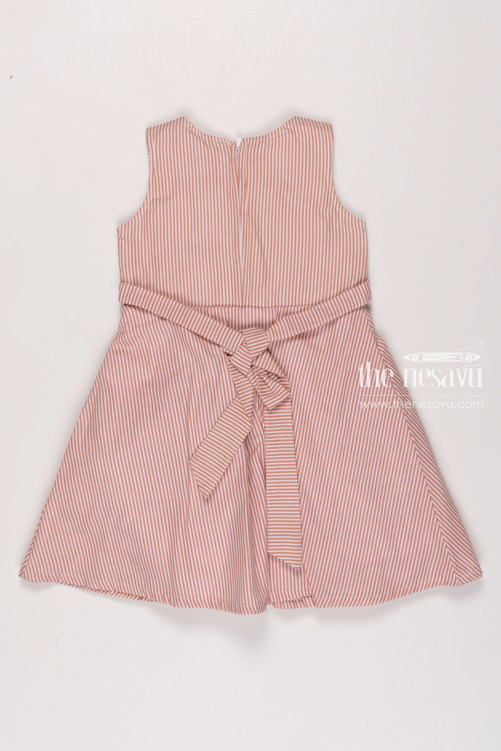 The Nesavu Girls Fancy Frock Classic Pink Striped Latest Cotton Frock Gown Design for Girls Nesavu Girls Sleeveless Pink Striped Dress | Lightweight Summer Frock | The Nesavu