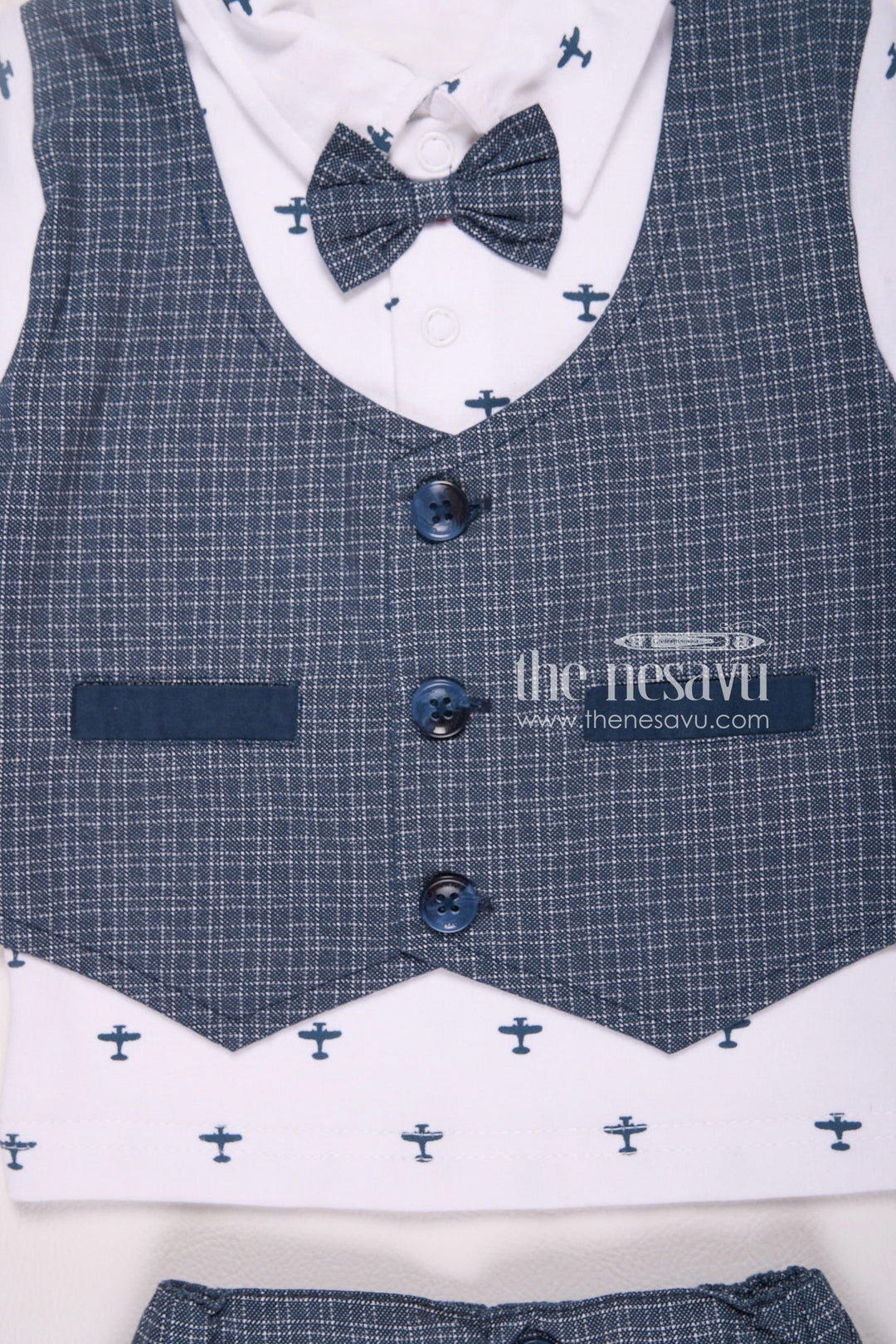 The Nesavu Baby Casual Sets Classic Vest and Bow Tie Baby Boy Outfit Nesavu Classic Vest and Bow Tie Baby Boy Outfit - Elegant & Stylish