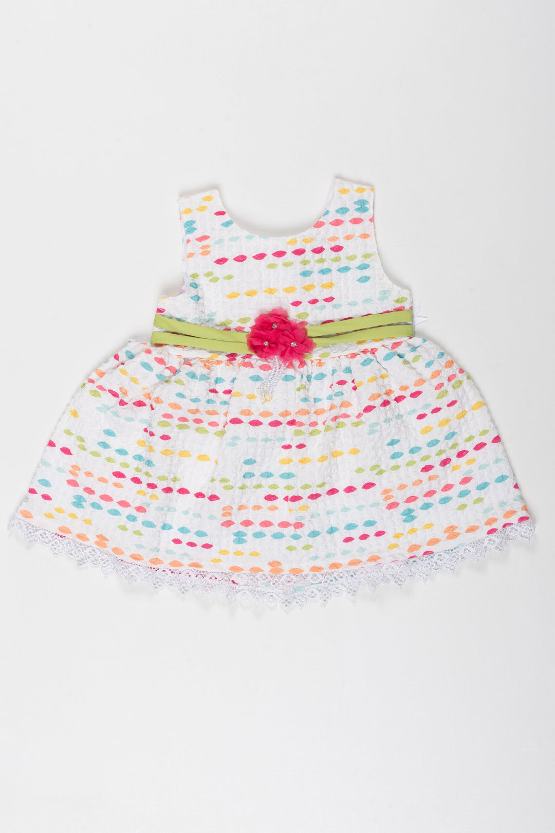 The Nesavu Baby Fancy Frock Colorful Confetti Cotton Frock for Joyful Baby Girl Moments Nesavu 14 (6M) / Green / Popcorn Polysilk BFJ550A-14 Handmade Confetti Cotton Frock | Baby Girls Spring Collection | Shop Now | The Nesavu