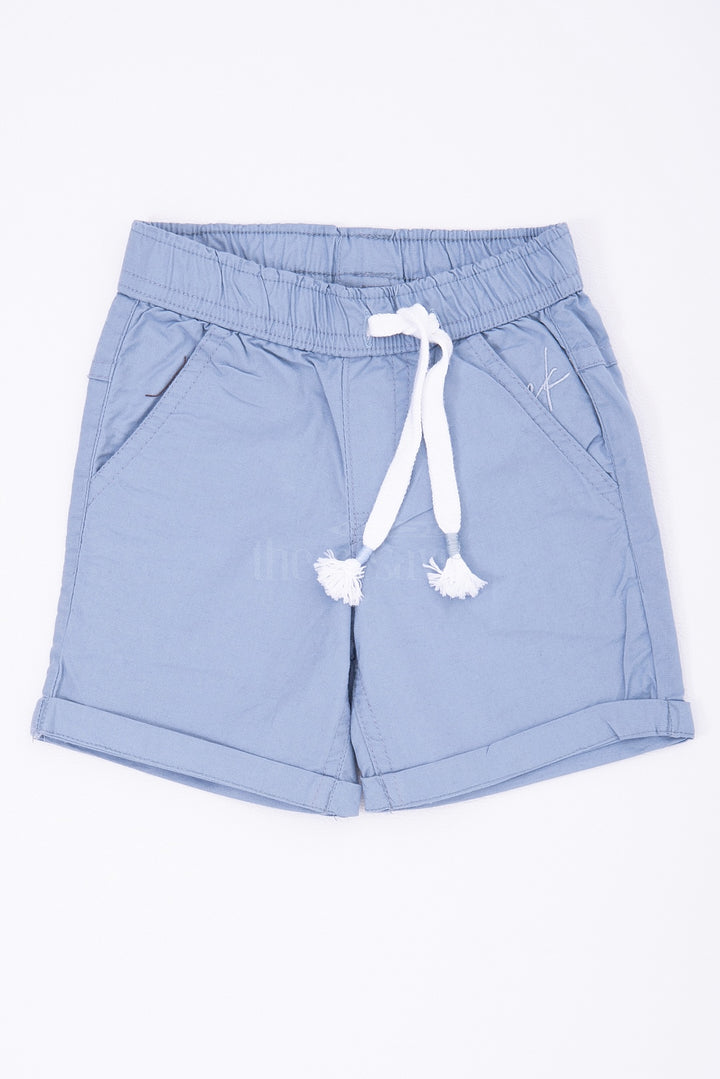 The Nesavu Boys Shorts Comfortable Cotton Sports Shorts - Elastic Waist with Pockets in Grey Nesavu 18 (2Y) / Blue BWS002A-18 Comfortable Cotton Sports Shorts - Nesavu | Elastic Waist with Pockets in Grey