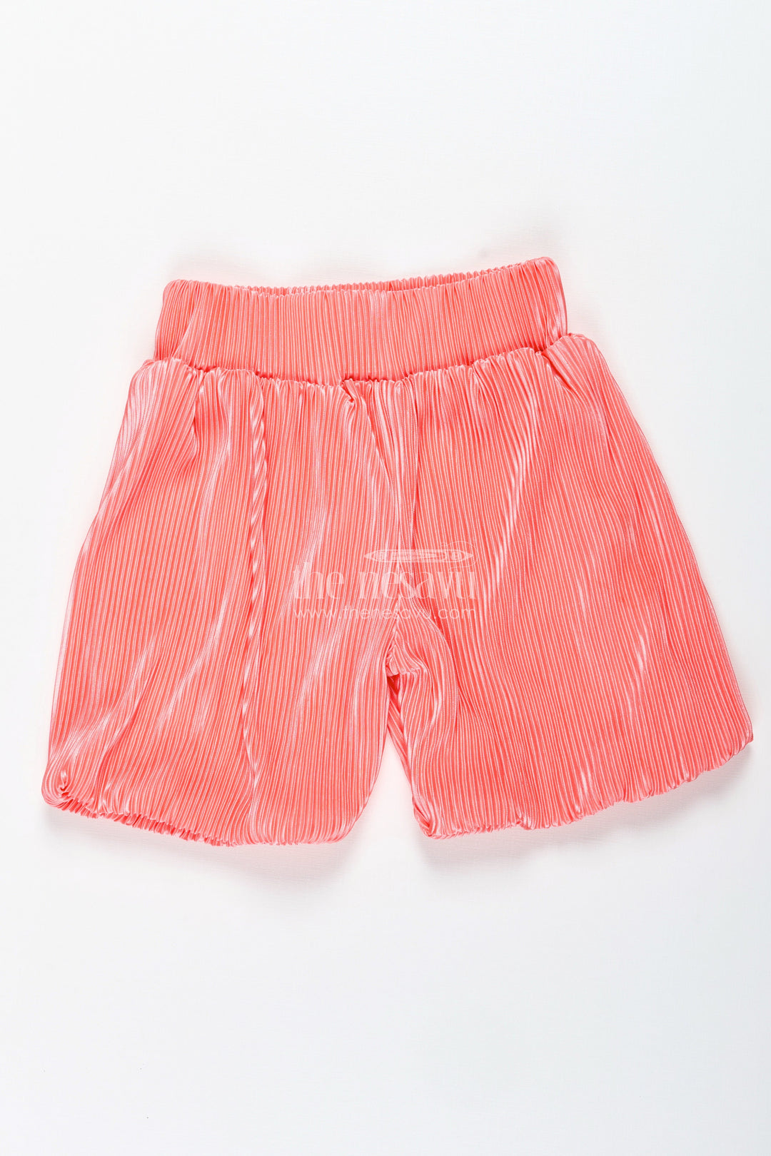 The Nesavu Girls Shorts Coral Velvet Shorts for Girls Party and Seasonal Wear Nesavu Nesavu Girls Coral Velvet Pleated Shorts Birthday Celebrations Festive Occasions