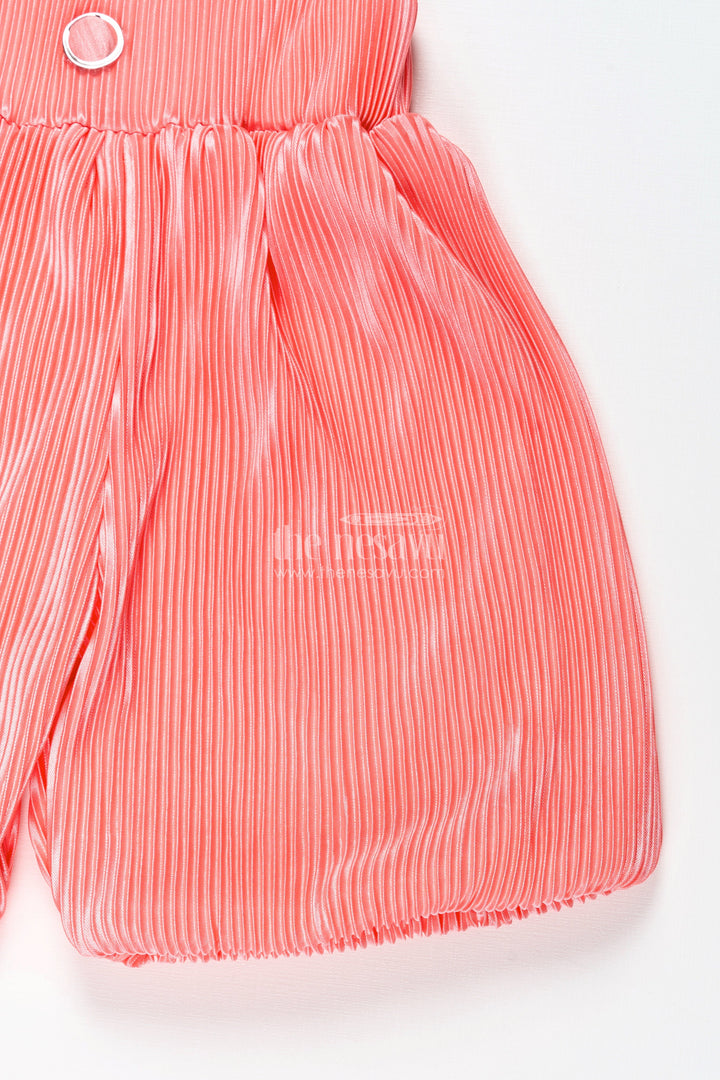 The Nesavu Girls Shorts Coral Velvet Shorts for Girls Party and Seasonal Wear Nesavu Nesavu Girls Coral Velvet Pleated Shorts Birthday Celebrations Festive Occasions