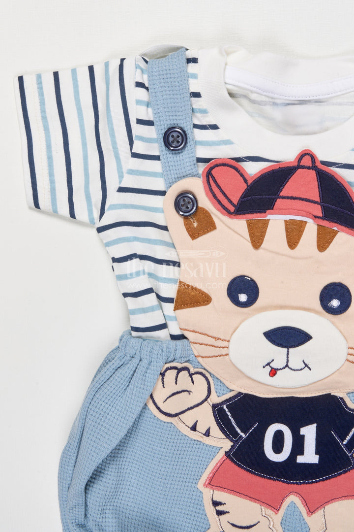 The Nesavu Baby Dungarees Cotton Baby Dungaree Set with Cute Embroidery for Everyday Wear Nesavu Nesavu cotton baby dungaree set animal embroidery playdates daily comfort