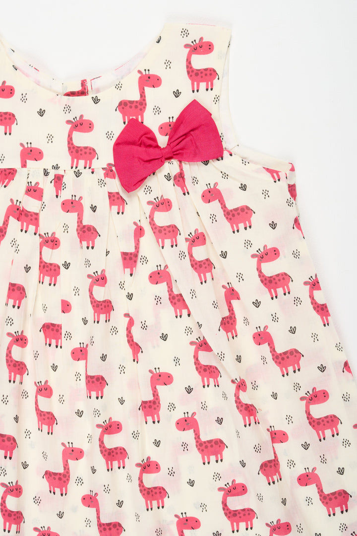 The Nesavu Baby Cotton Frocks Cotton Baby Frock with Playful Giraffe Print Soft and Breathable Daily Wear for Baby Girls Nesavu Nesavu Cotton Baby Frock Giraffe Print Soft Everyday Wear Baby Girls