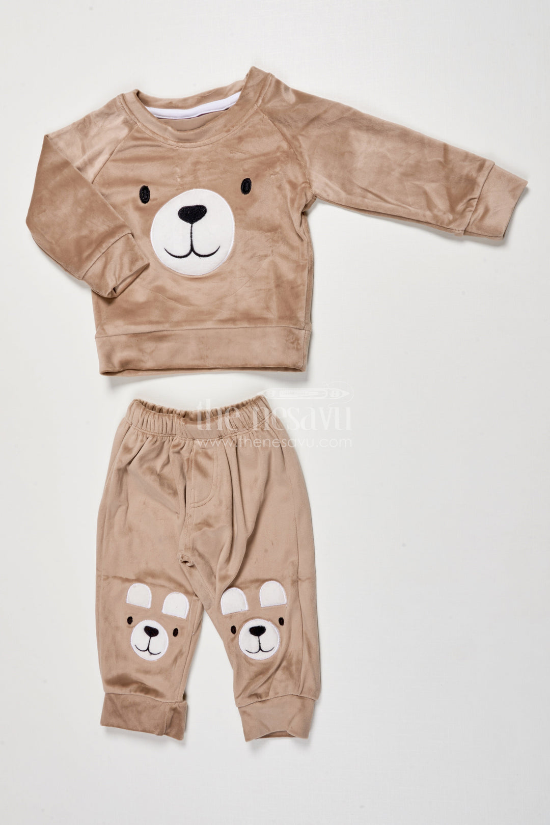 The Nesavu Boys Casual Set Cotton Boys Jogger Set with Animal Print for Everyday Play Nesavu 12 (3M) / Brown BCS522A-12 Nesavu boys cotton casual jogger set animal print everyday comfort active wear