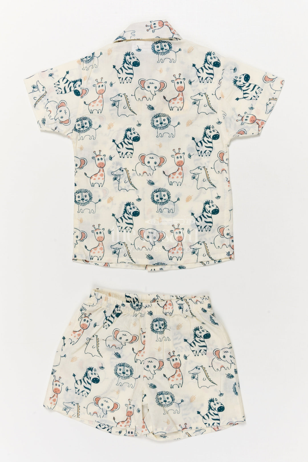 The Nesavu Boys Casual Set Cotton Casual Set for Toddler Boys with Jungle Animal Print Nesavu Nesavu toddler boys cotton casual wear set with jungle animal digital print for daily use