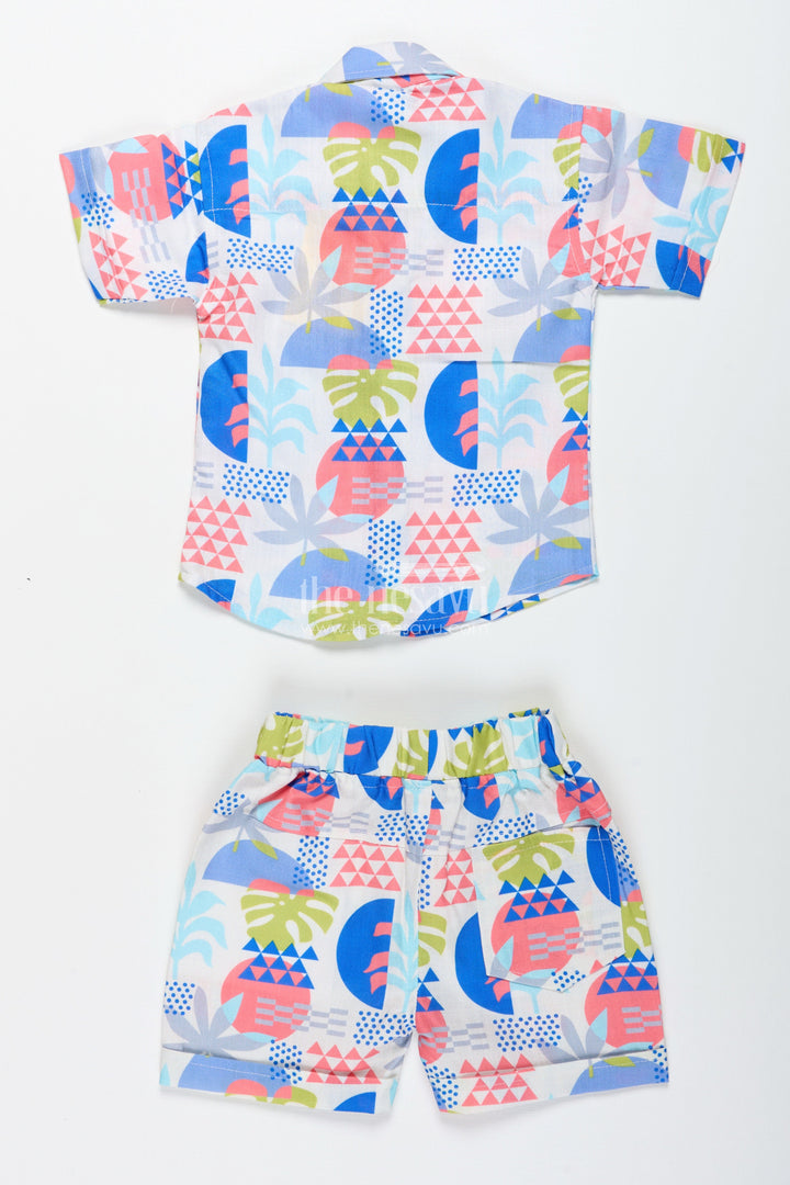 The Nesavu Boys Casual Set Cotton Casual Shirt and Shorts Set for Toddler Boys Nesavu Nesavu cotton casual shirt shorts set toddler boys colorful prints