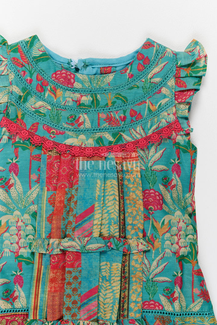 The Nesavu Girls Cotton Frock Cotton Dress for Girls in Blue for Traditional Events Nesavu Nesavu Cotton Dress For Girls In Blue For Traditional Events