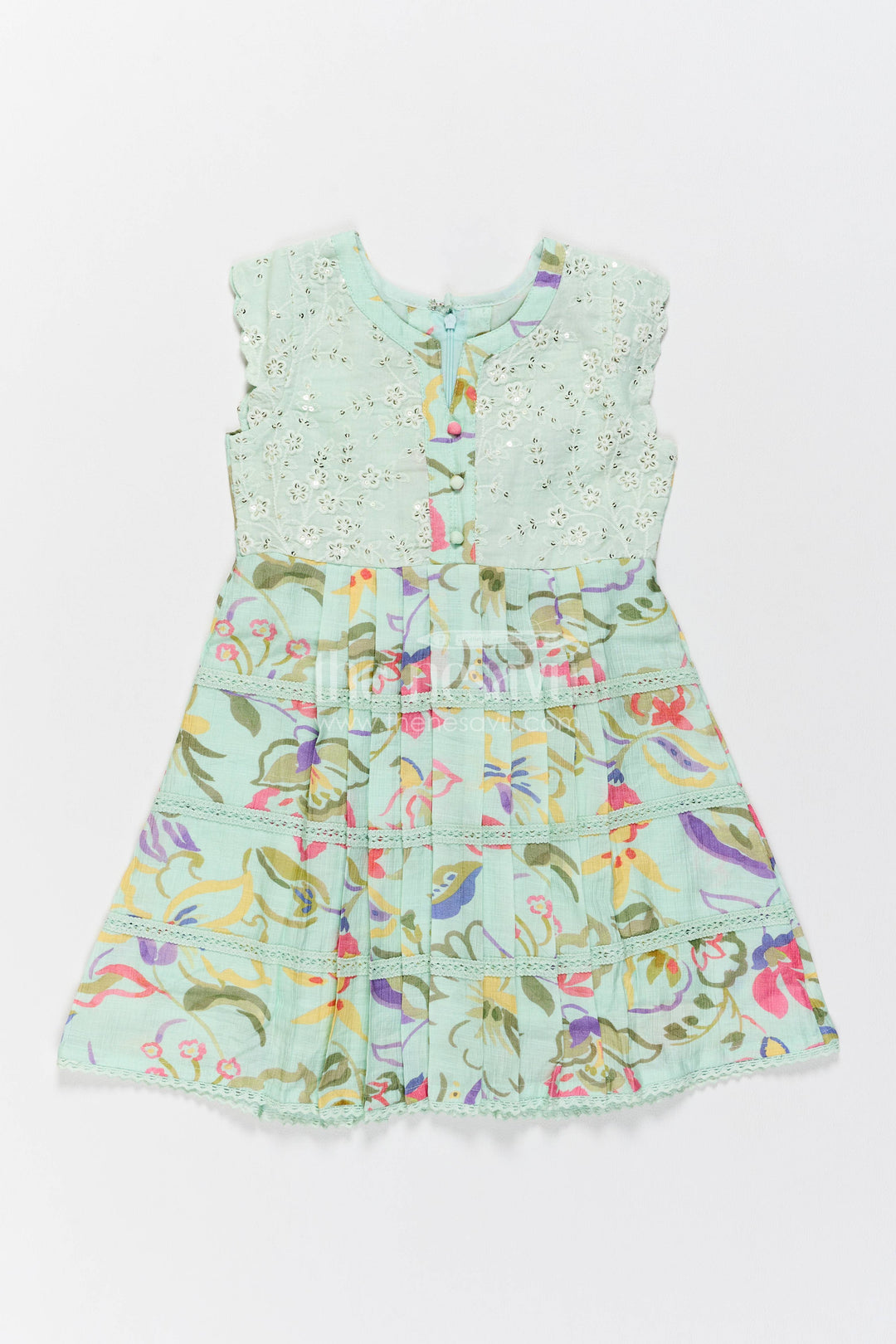 The Nesavu Girls Cotton Frock Cotton Dress for Girls in Cream for Traditional Events Nesavu 22 (4Y) / Cream / Cotton GFC2506C-22 Nesavu Cotton Dress For Girls In Cream For Traditional Events GFC2506C-22