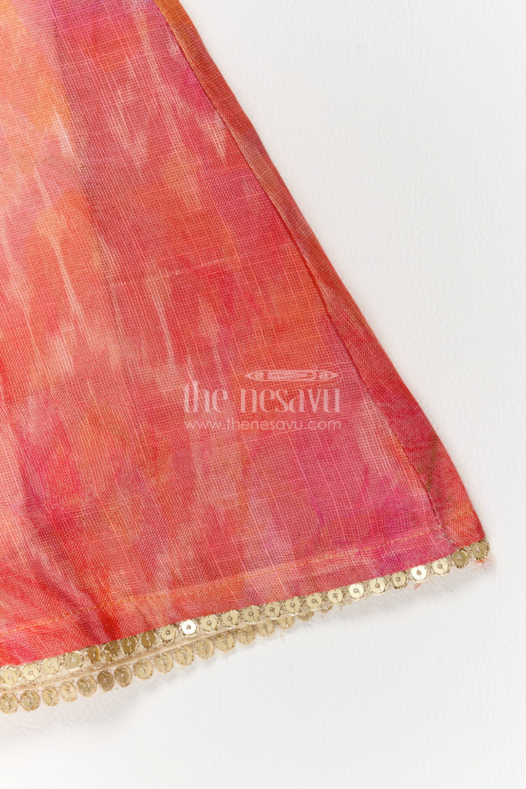 The Nesavu Girls Cotton Frock Cotton Dress for Girls in Orange for Family Celebrations Nesavu Nesavu Cotton Dress For Girls For Festive Occasion Dressing