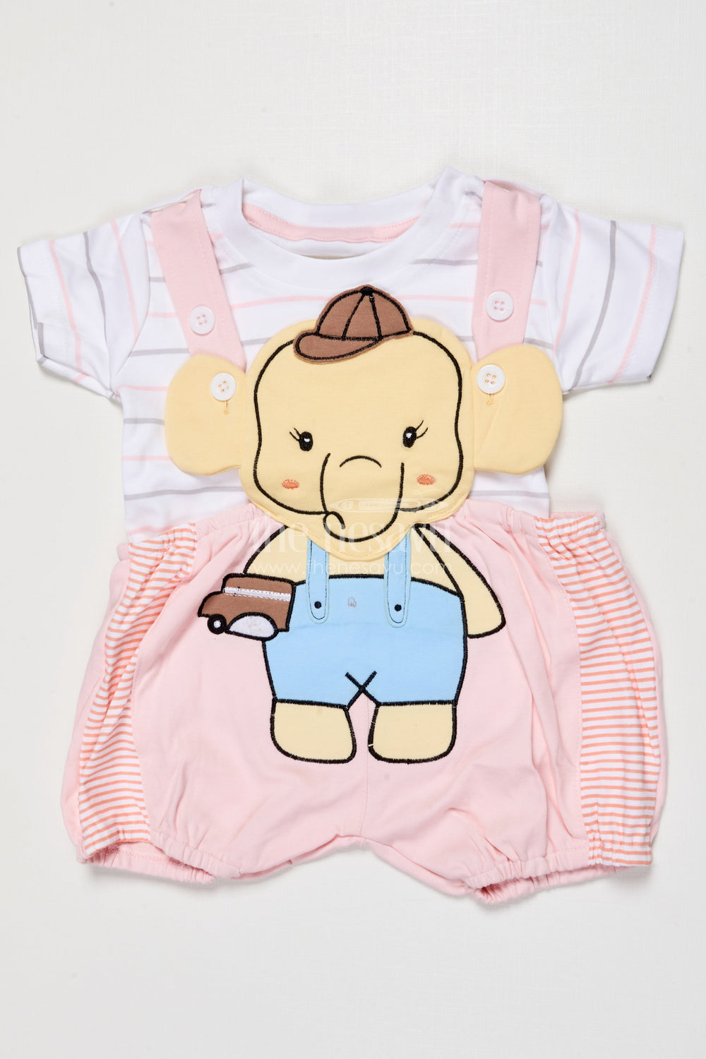 The Nesavu Baby Dungarees Cotton Dungaree Set for Baby Girls with Embroidery for Play and Comfort Nesavu 14 (6M) / Peach BCS516B-14 Nesavu baby girl cotton dungaree set embroidery  ideal daily comfort casual play