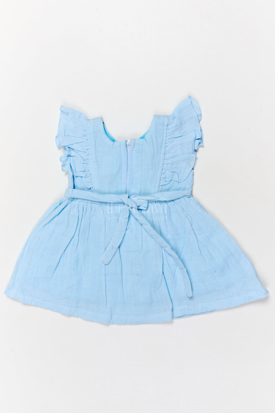 The Nesavu Baby Cotton Frocks Cotton Embroidered Frock for Toddler Girls with Flutter Sleeves Nesavu Nesavu toddler girl cotton frock with floral embroidery and flutter sleeves for traditional functions