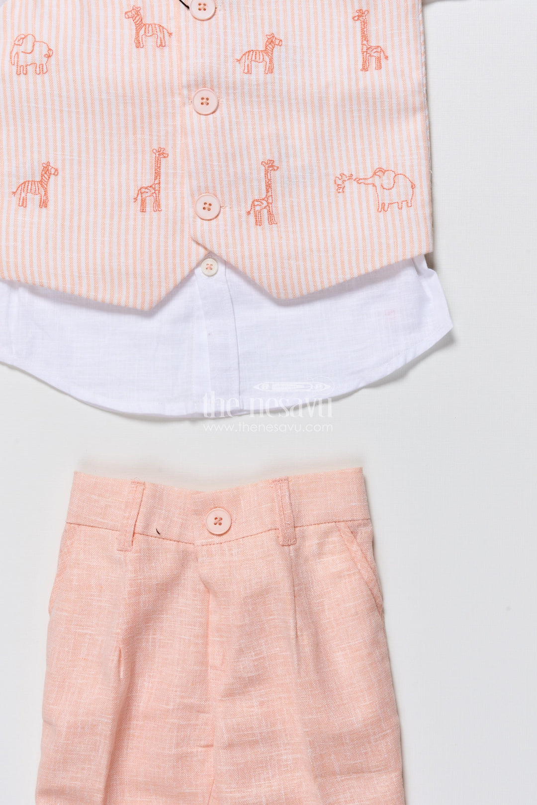 The Nesavu Boys Casual Set Cotton Festive Outfit for Boys with Embroidered Jacket and Formal Pants Nesavu Nesavu boys cotton festive outfit animal embroidery jacket trousers special events
