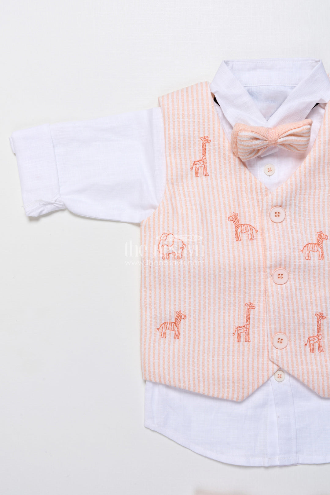 The Nesavu Boys Casual Set Cotton Festive Outfit for Boys with Embroidered Jacket and Formal Pants Nesavu Nesavu boys cotton festive outfit animal embroidery jacket trousers special events