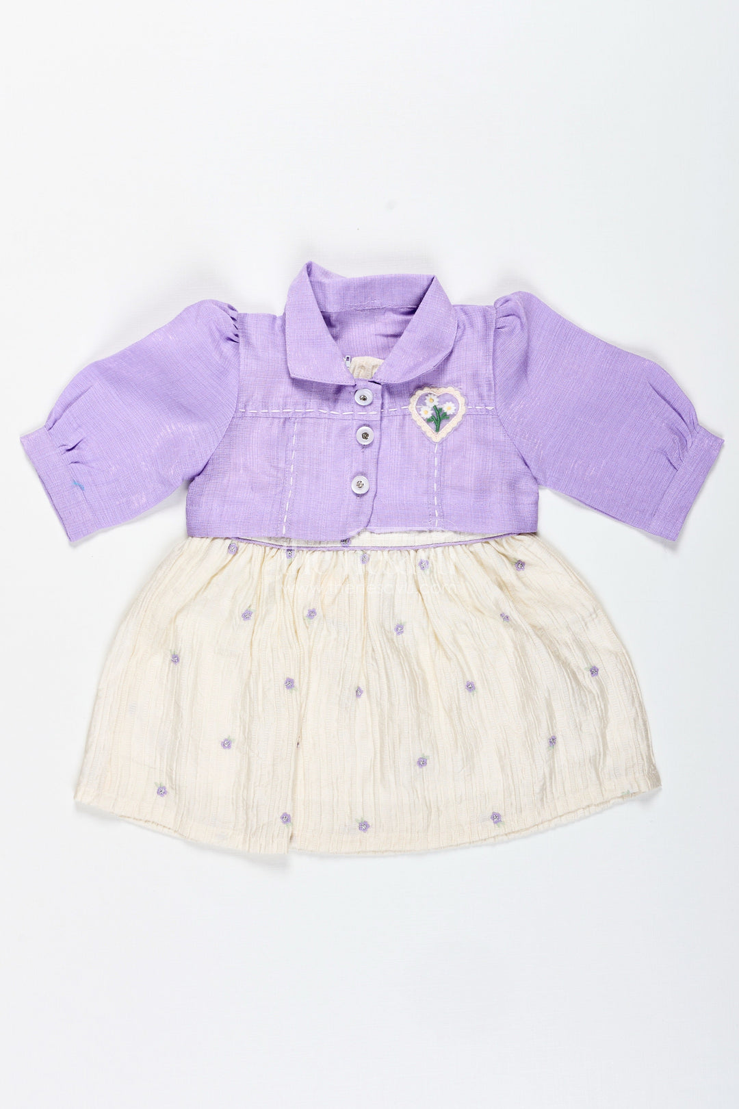 The Nesavu Baby Cotton Frocks Cotton Floral Embroidered Dress for Baby Girls Nesavu 14 (6M) / Purple BFJ838B-14 Nesavu Toddler Girls Cotton Dress Embroidered Frock Coordinated Purple Shirt