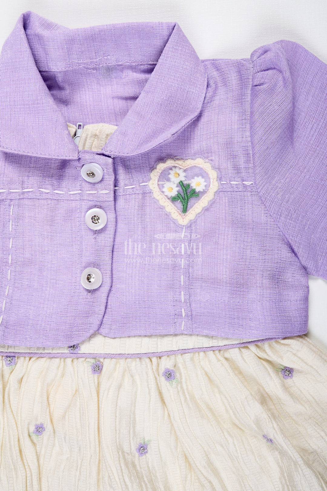 The Nesavu Baby Cotton Frocks Cotton Floral Embroidered Dress for Baby Girls Nesavu Nesavu Toddler Girls Cotton Dress Embroidered Frock Coordinated Purple Shirt