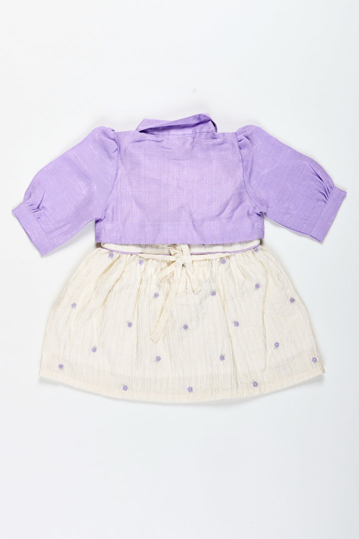 The Nesavu Baby Cotton Frocks Cotton Floral Embroidered Dress for Baby Girls Nesavu Nesavu Toddler Girls Cotton Dress Embroidered Frock Coordinated Purple Shirt